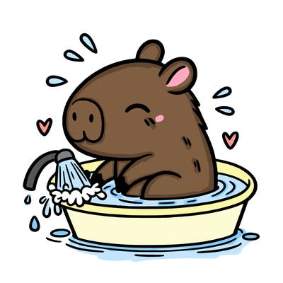 capybara taking a bath