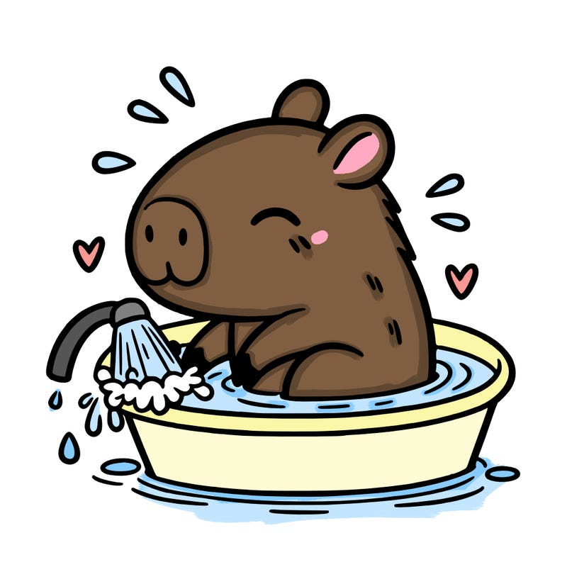 capybara taking a bath