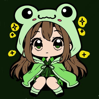 chibi girl with frog hoodie