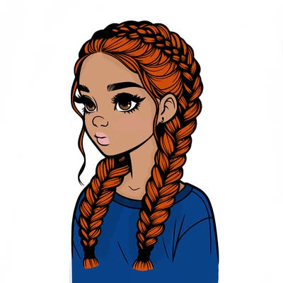 realistic girl with braids