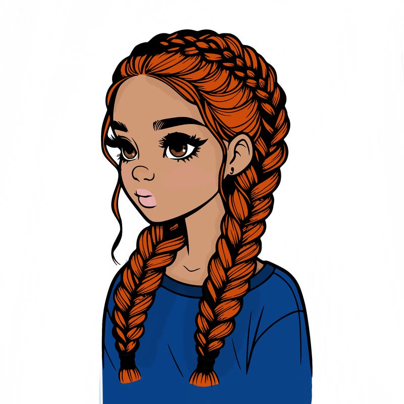 realistic girl with braids