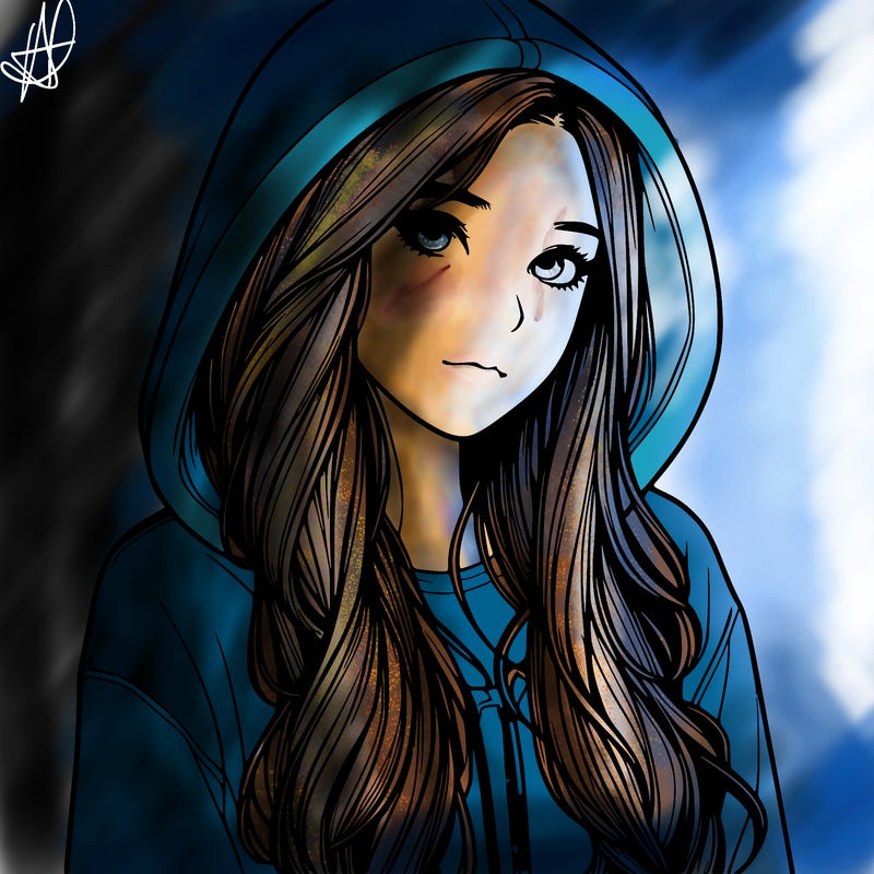 realistic girl with hoodie