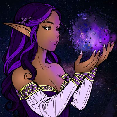 realistic elf girl doing magic