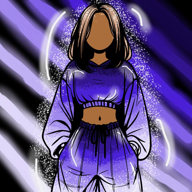 realistic girl faceless with baggy pants and a crop top