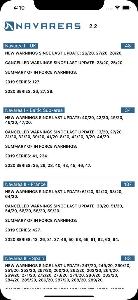 Navarea Warnings (Navtex) - Navigation App | MWM