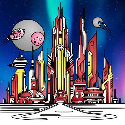 futuristic city%2c very thin lines