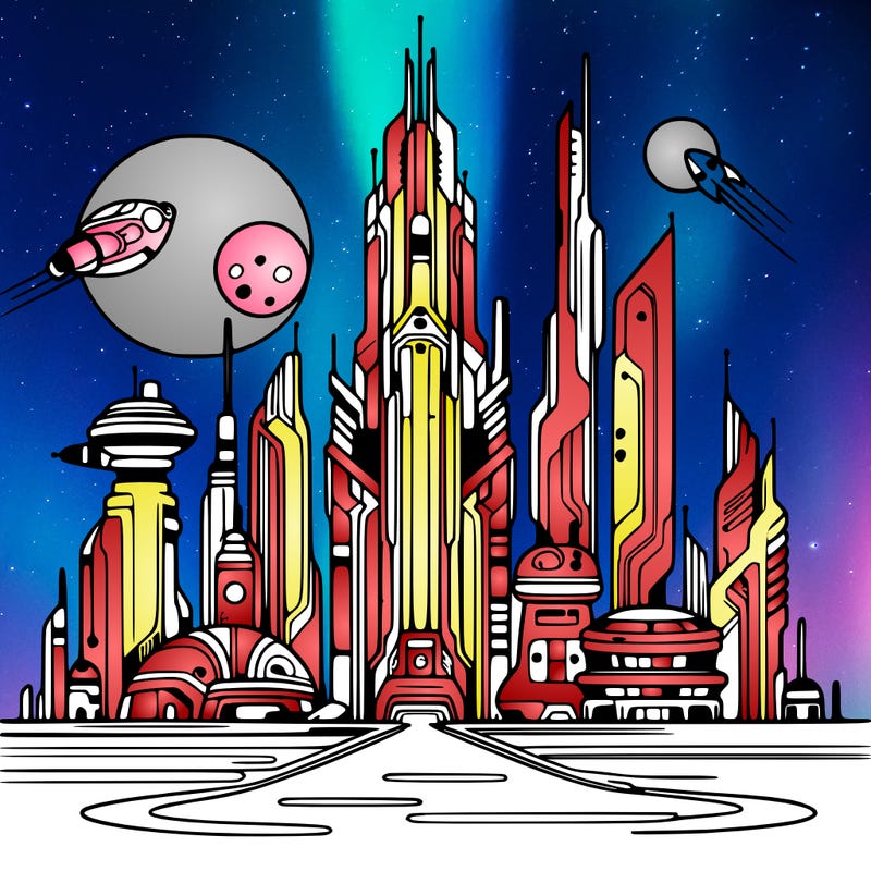 futuristic city%2c very thin lines