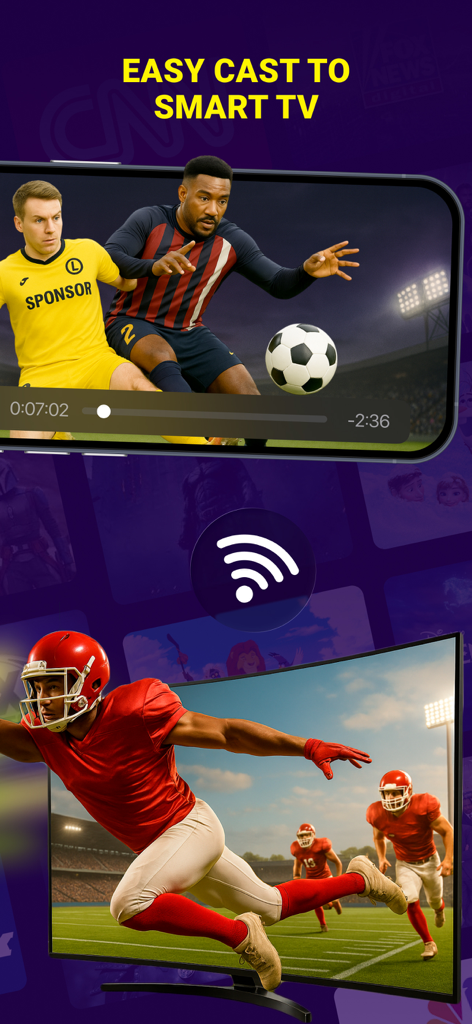 IPTV Smarters Player - PRO - Live-Fußballübertragung von einem Mobilgerät auf einen Smart-TV mit IPTV Smarters Player Pro