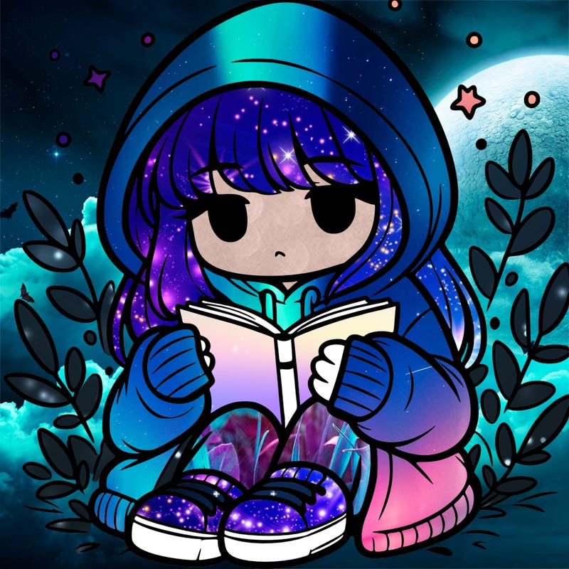girl in oversized hoodie reading a book