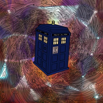the tardis flying through space