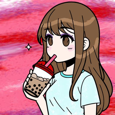 manga girl drinking boba