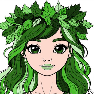 realistic girl with fall leaf crown