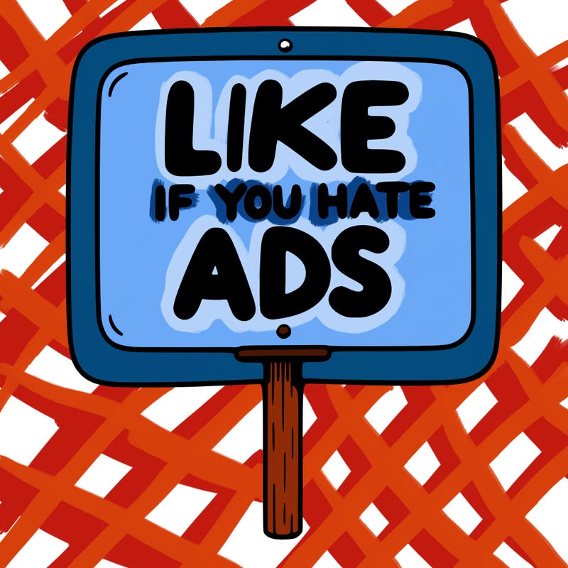 a sign that says like if you hate ads