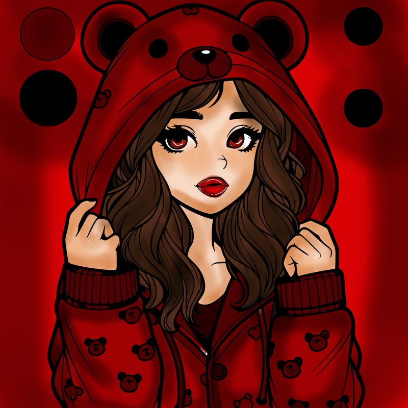 realistic girl in a animal pjs hoodie