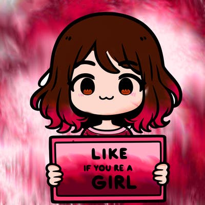 a cute girl holding a sign that says like if you’re a girl
