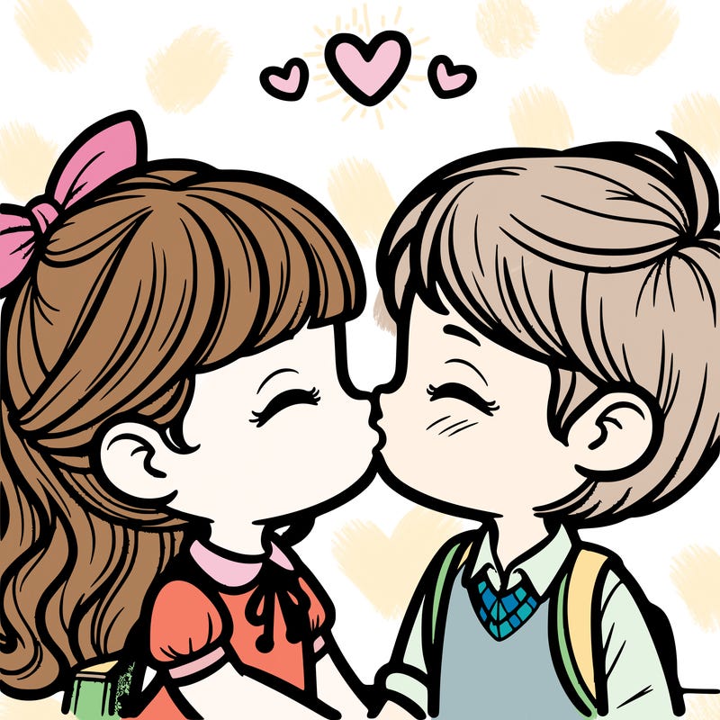 boy and girl kissing