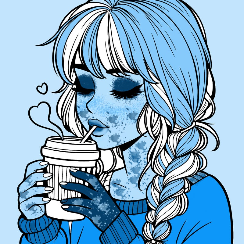 realistic girl drinking coffee