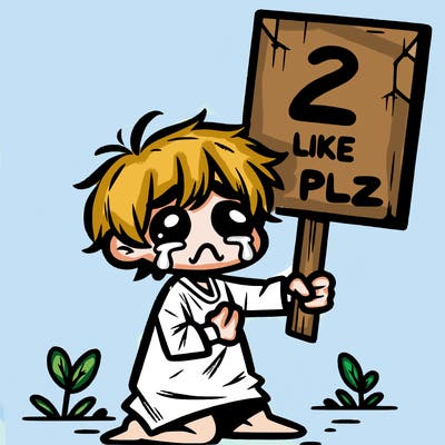 small poor toddler crying with sign that says 2 like plz