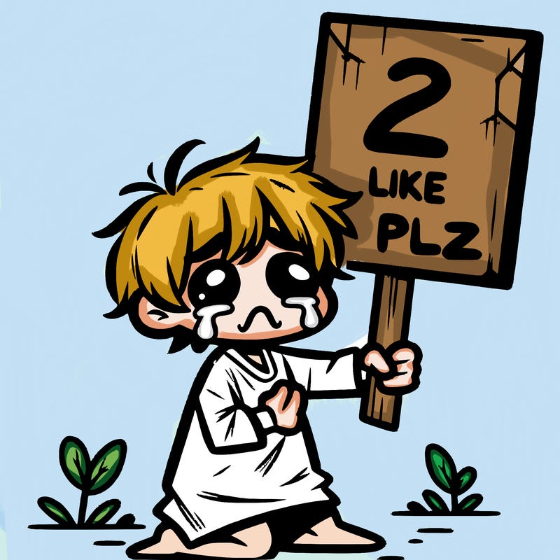 small poor toddler crying with sign that says 2 like plz