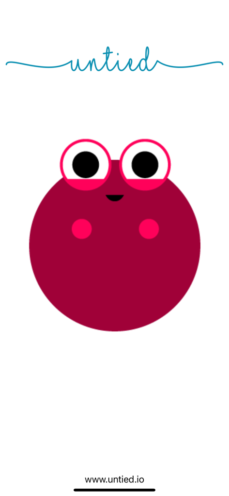 "untied" - personal tax app - Tela de splash do aplicativo de impostos pessoais untied com seu mascote circular vermelho e o logotipo da marca.