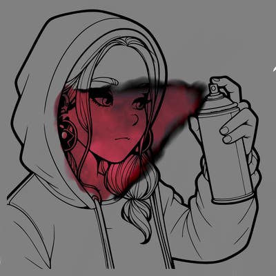 a realistic girl, spray painting