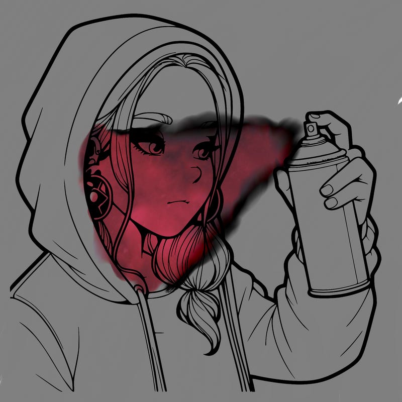 a realistic girl, spray painting