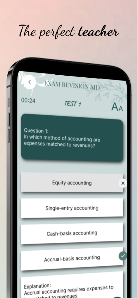 CGEIT Certification Prep - Ein mobiler Quiz-Bildschirm der CGEIT Certification Prep App, der eine Übungsfrage und die richtige Antwort zeigt
