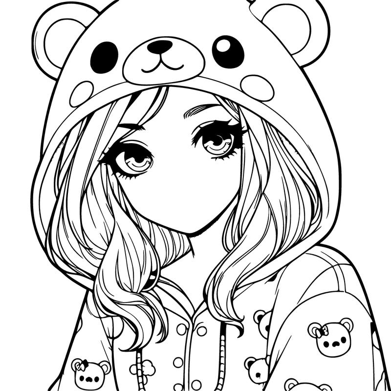 realistic girl in animal pjs hoodie