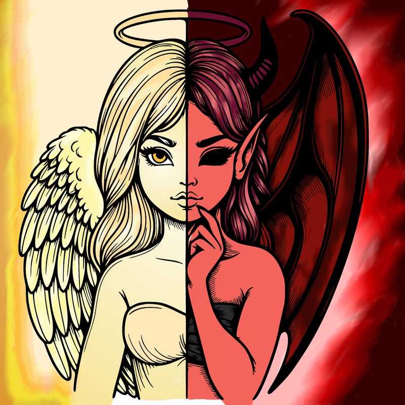 realistic angel half demon