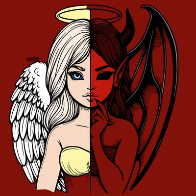 realistic angel half demon