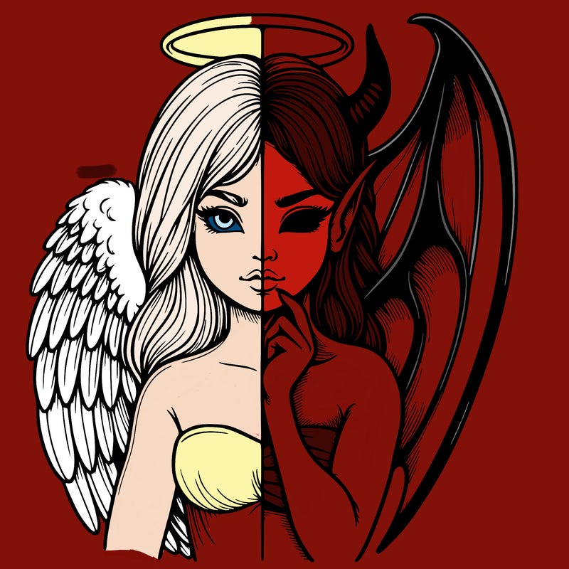 realistic angel half demon