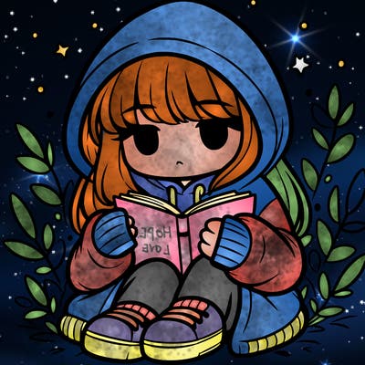 girl in oversized hoodie reading a book