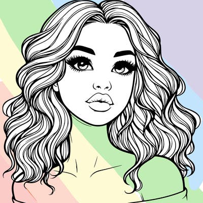 realistic girl with wavy hair and lips