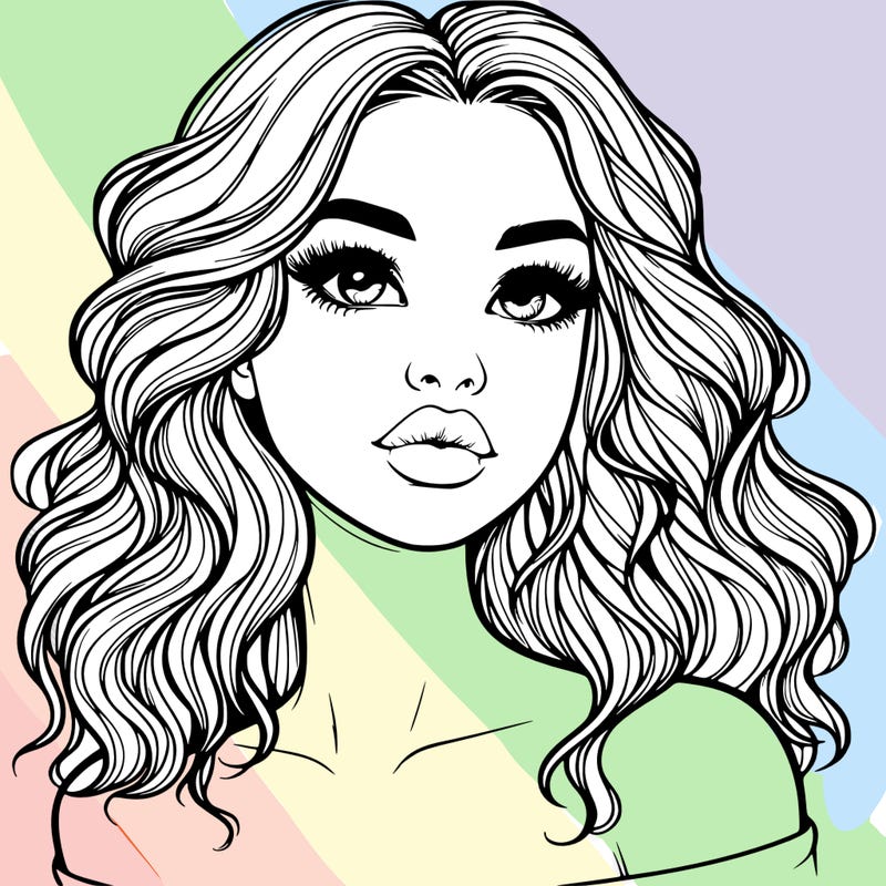 realistic girl with wavy hair and lips