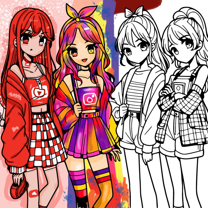 teen manga girls group of 4