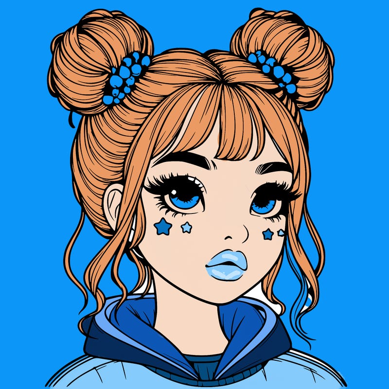 realistic girl with space buns