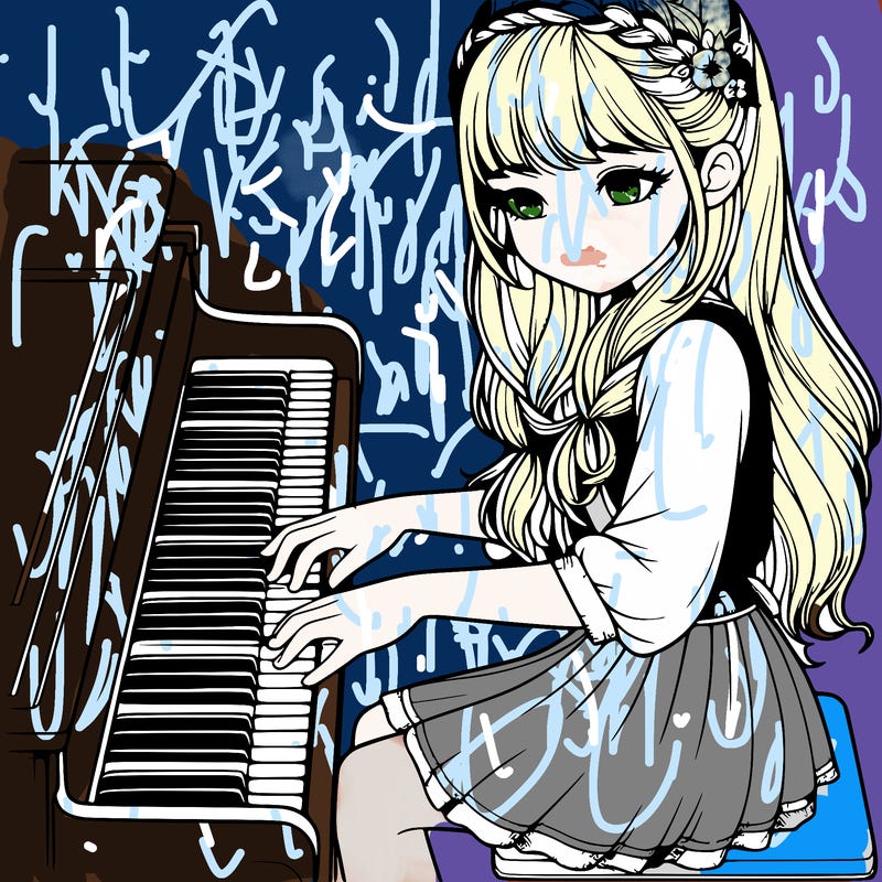 realistic girl playing the piano