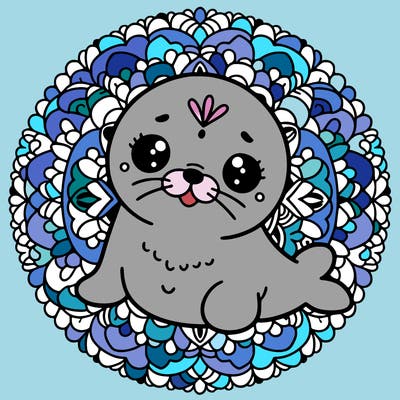 a cute baby seal mandala