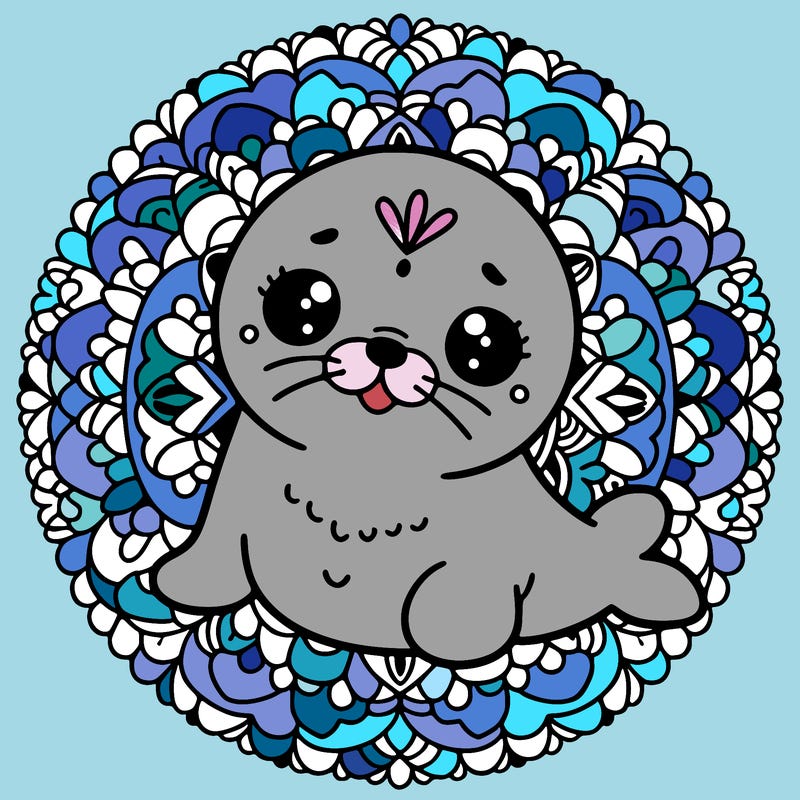 a cute baby seal mandala