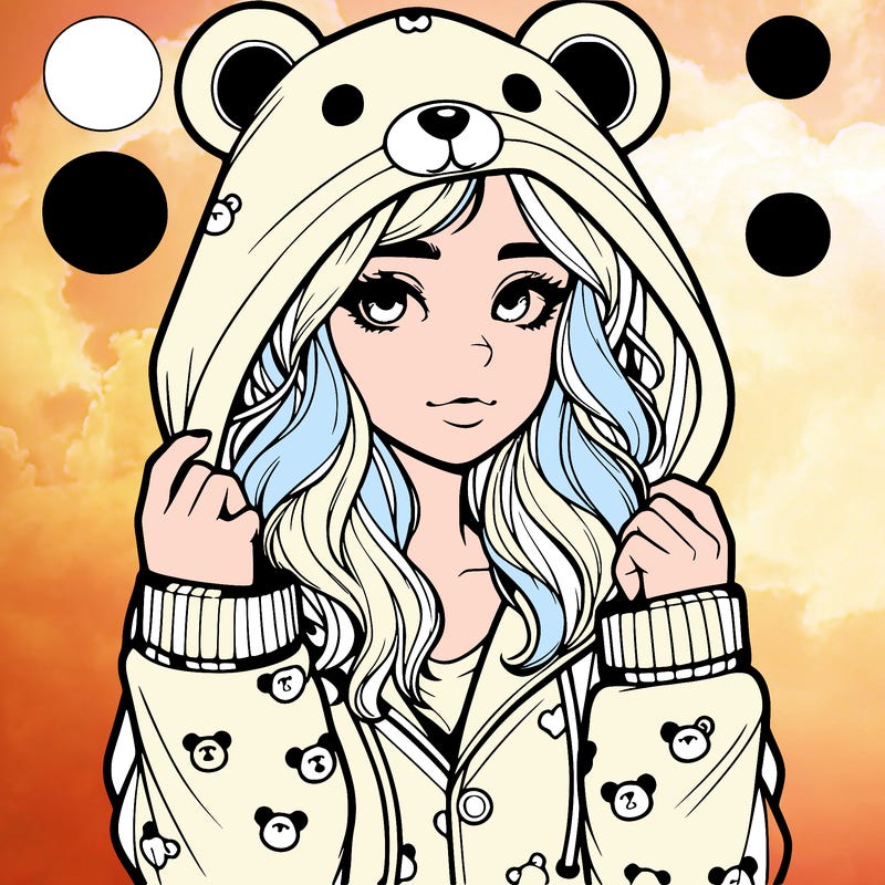 realistic girl in a animal pjs hoodie