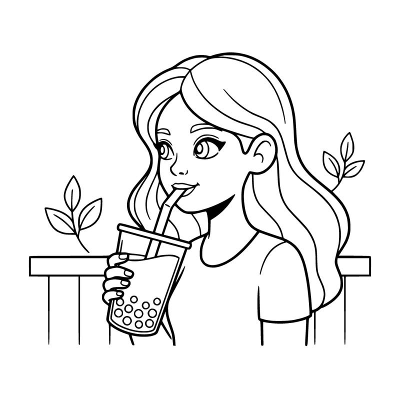 girl drinking boba , tea