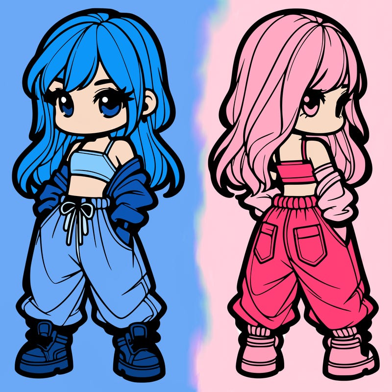 girl in crop top and baggy pants
