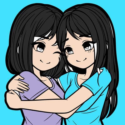 two realistic girls huging each other