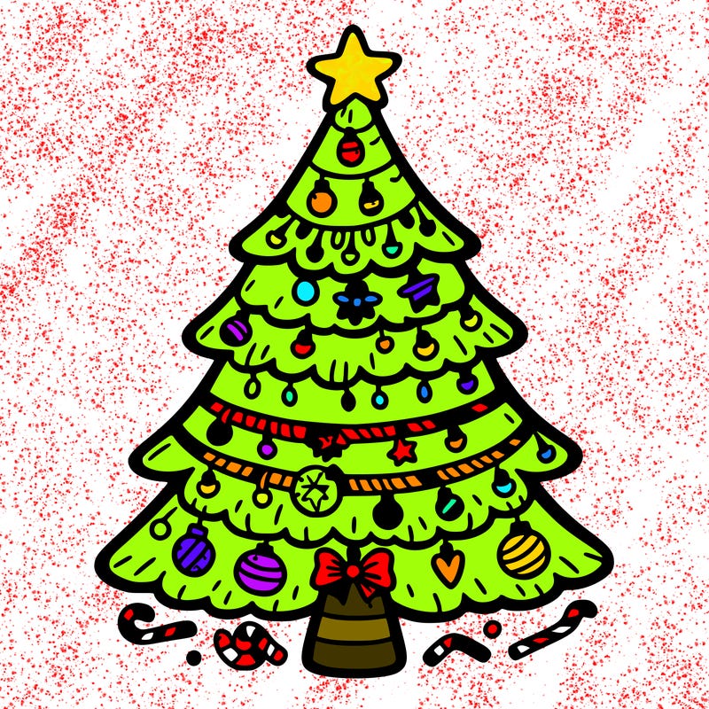 christmas tree with lots of details