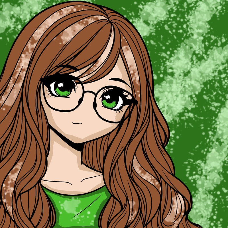 a realistic girl with glasses and long hair