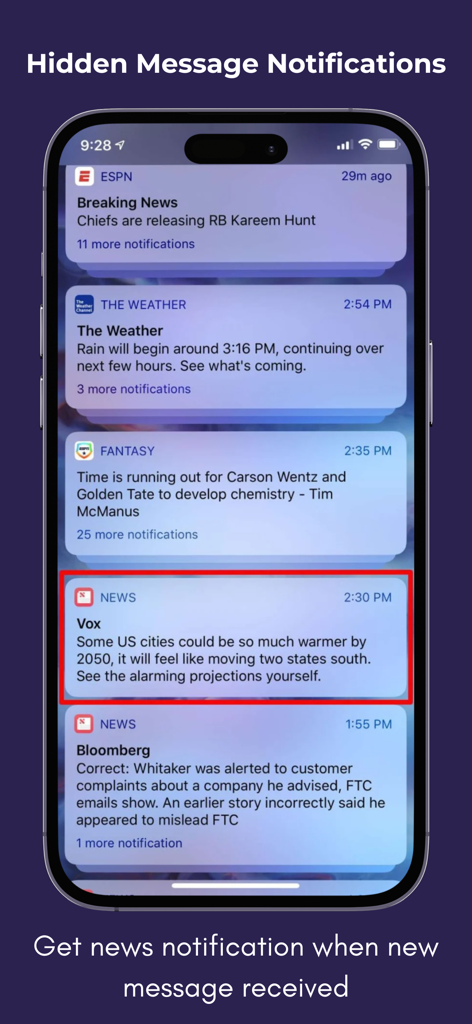 Secret Chat - DailyNewsTalk - Smartphone lock screen showing secret chat messages disguised as news alerts for privacy