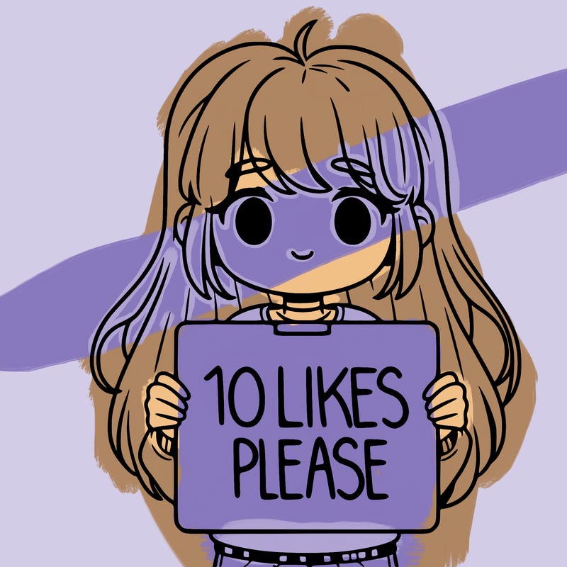 girl holding a sign saying 10 likes please