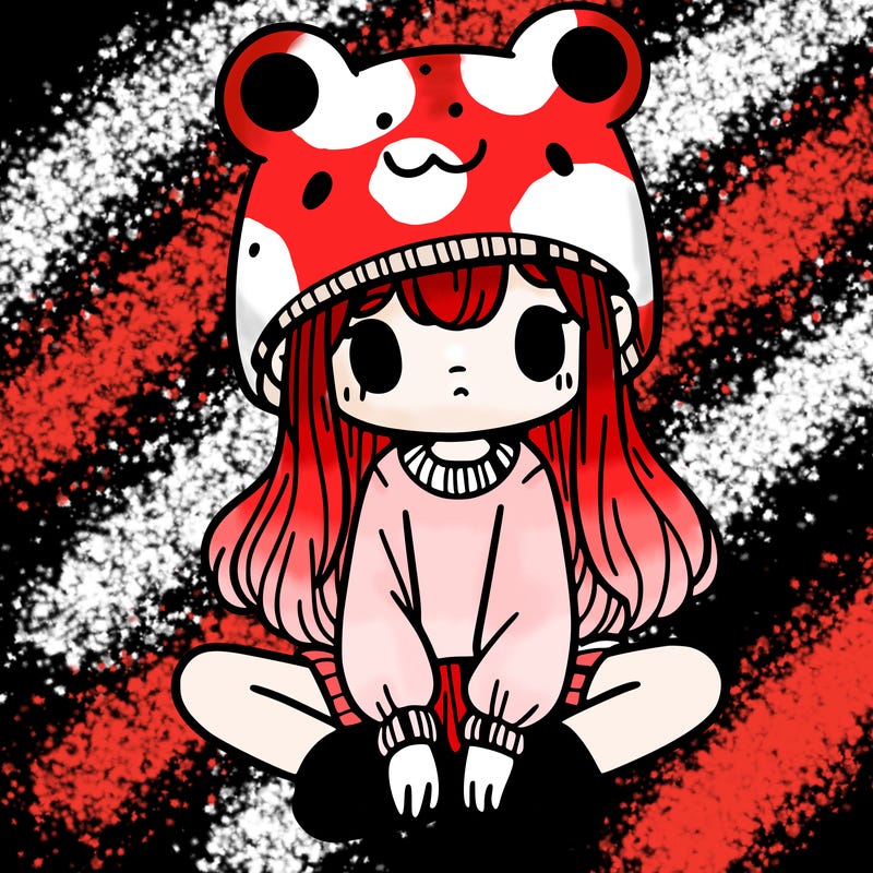 a girl wearing a frog hat and some frog socks