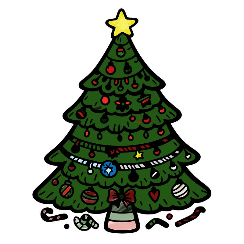 christmas tree with lots of details