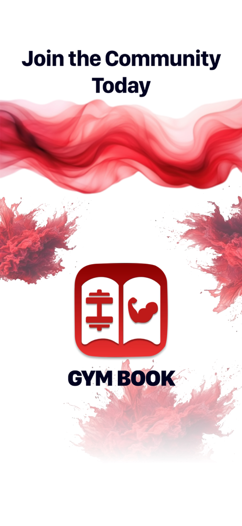 Gym Book: Exercise Workout App - Gym Book app logo with Join the Community Today message